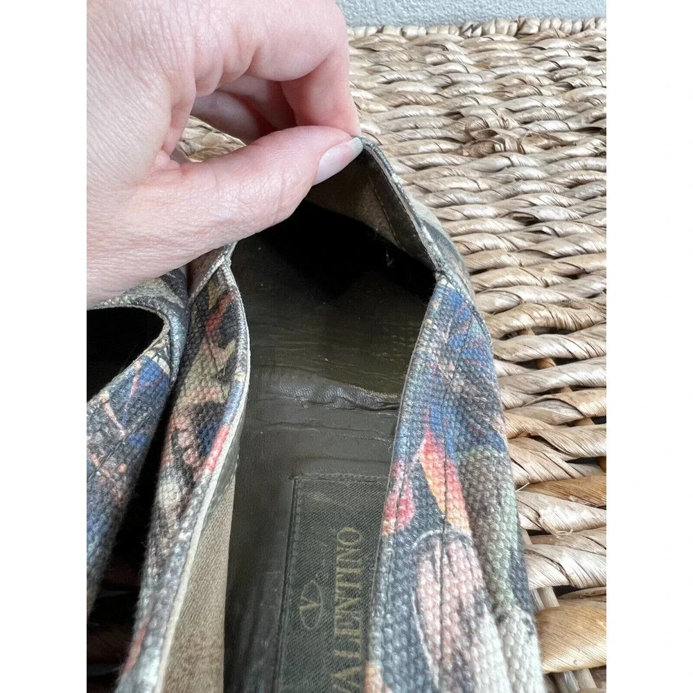 Valentino Women's Multicolor Butterfly‎ Print Canvas Espadrille Flats Size 37